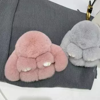 Брелок для ключей ручной работы в виде кролика Yousheng, подвеска на сумку из пушистого искусственного меха кролика, брелок с подвеской в виде кролика с вислоухими ушками, универсальный аксессуар для кошелька розовый