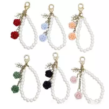Брелок для ключей с 3D розой, брелок для ключей 2024, сумка с подвеской, сумочка зелёный