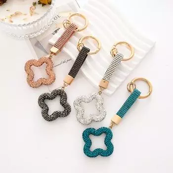 Брелок для ключей с блестящими стразами в форме полого цветка, сумка-брелок, держатель для ключей от машины синий