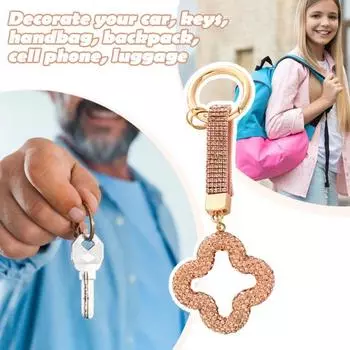 Брелок для ключей с блестящими стразами в форме полого цветка, сумка-брелок, держатель для ключей от машины шампанского