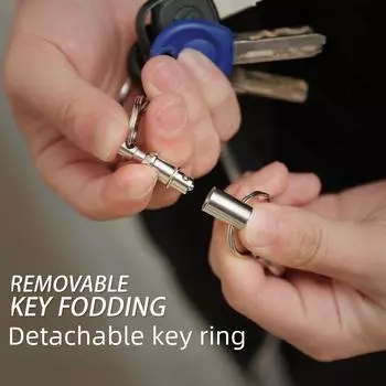 Брелок для ключей с быстросъемной пряжкой и двойным кольцом для использования на открытом воздухе серебряный