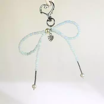 Брелок для ключей с цветным бисером и бантом, милый кулон для телефона, чехол для наушников, подвеска, сумка, украшение, автомобильный брелок as the picture