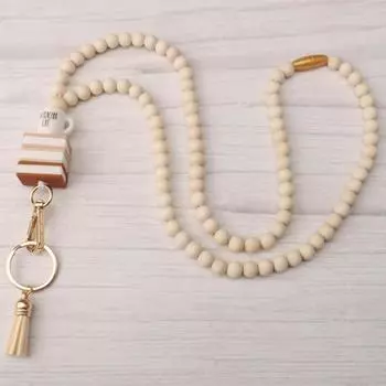 Брелок для ключей с держателем удостоверения личности, цветной шнурок из дерева, бахрома из замши, водонепроницаемая сумка A