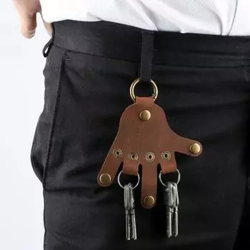 Брелок для ключей с дизайном на палец ручной работы из искусственной кожи, фурнитура высочайшего мастерства, держатель для ключей, аксессуар для ключей 1pc светло-коричневого