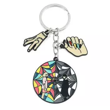 Брелок для ключей с фильмом Аддамс, металлический брелок с подвеской в виде мультфильма ужасов для фанатов, подарки