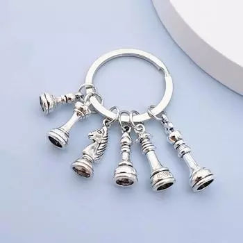 Брелок для ключей с гальваническим покрытием в стиле ретро-шахматы, креативный брелок для ключей в виде сумки для автомобиля One Size белый