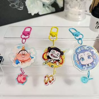 Брелок для ключей с героями аниме Nezha, акриловые ключи, кольцо, аксессуары, брелок, игрушки для детей, подарки