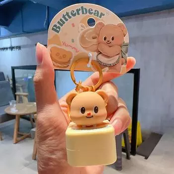 Брелок для ключей с игрушкой в виде медведя-масла, женский, милый, мультяшный, с декомпрессионным зажимом