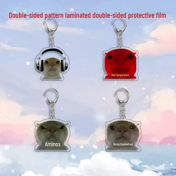 Брелок для ключей с изображением котенка с кривым ртом: Забавный акриловый кулон в виде школьной сумки и подарок на день рождения Warm красный