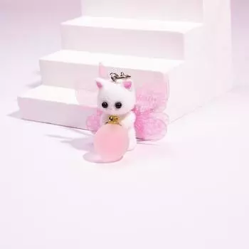 Брелок для ключей с изображением котика, милые розовые крылья бабочки, подвеска в виде кошки для женщин, рюкзаки, автомобильные подвески, аксессуары для брелоков в виде животных