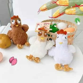 Брелок для ключей с изображением курицы, мультяшный брелок с изображением яиц и животных, плюшевый брелок с курицей для девочек