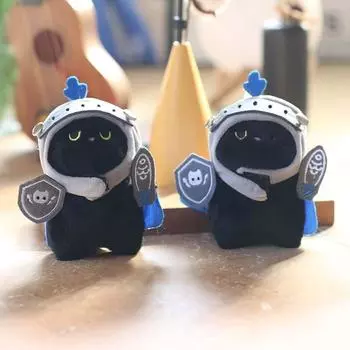 Брелок для ключей с изображением рыцаря, кота, плюшевого кулона, плюшевого кота, брелок для ключей в подарок на день рождения чёрный