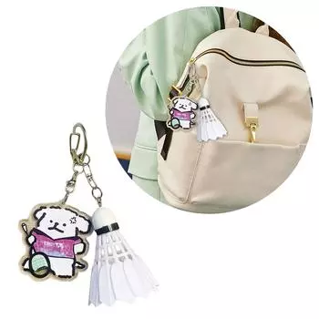 Брелок для ключей с изображением собаки из мультфильма «Бадминтон», подвеска в виде мяча для бадминтона, небольшой брелок, акриловые брелоки, подарок для пар, любителей бадминтона G