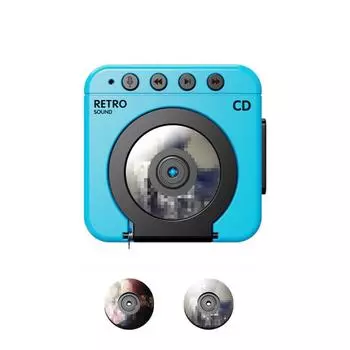 Брелок для ключей с кассетой, музыкальным диктофоном, держатель для хранения ключей, полезный брелок для CD-плеера, подарок другу blue with 2 CD