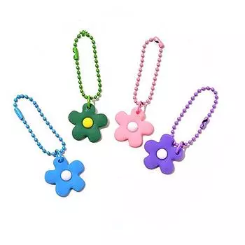 Брелок для ключей с маленькими цветными цветами, кулон для ключей в розовом цвете, подвеска для сумки для женщин, цепочка в корейском стиле, мультяшные брелки чёрный