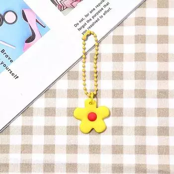 Брелок для ключей с маленькими цветными цветами, кулон для ключей в розовом цвете, подвеска для сумки для женщин, цепочка в корейском стиле, мультяшные брелки синий