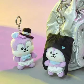Брелок для ключей с маленькой куклой BT21 MANG Born to Dance Long Black ver.
