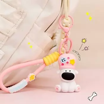 Брелок для ключей с маленькой собачкой из смолы, анти-потеряшка, брелок с мультяшной собакой, ювелирные аксессуары белый