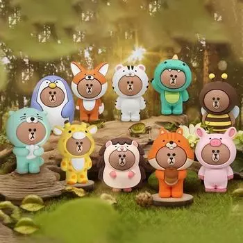 Брелок для ключей с милым персонажем Kakao Line Friends/брелок/брелок для ключей, 5 шт.) Дино Браун