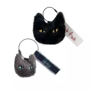 Брелок для ключей с мягкой игрушкой из сахара, набор из 2 предметов, черная кошка, симпатичная сумка, украшение Kpop, айдол корейской волны, товары Moe, модная поддержка, неформальная