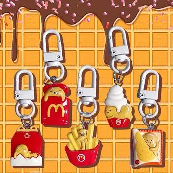 Брелок для ключей с мультяшной едой, милый картофель фри, мороженое, тосты, кукла, кулон, брелок для ключей, подвески на рюкзак, украшения для автомобиля, аксессуары для сумок