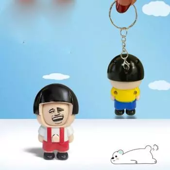 Брелок для ключей с мультяшной куклой в китайском стиле с брелоком, меняющим лицо, игрушка для девочки и мальчика красный