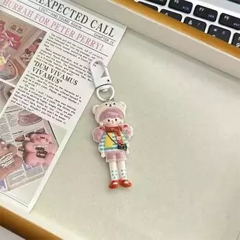 Брелок для ключей с мультяшным попкорном и девочкой, полимерная кукла, брелок с мультяшной подвеской, держатель для ключей, сумка, аксессуары для детей, подарки as the picture
