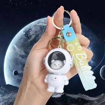 Брелок для ключей с мультяшным светящимся астронавтом, кулоном в виде медведя, кота, звездного неба, дизайнерская упаковка, аксессуары, подарочный кулон для пары as the picture