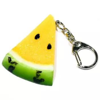 Брелок для ключей с образцом еды Желтый арбуз, который выглядит так, будто его съел 055TK, ты