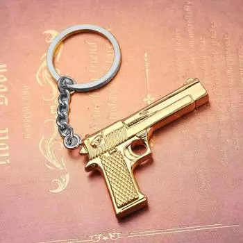 Брелок для ключей с пистолетом Desert Eagle, металлический кулон для ключей, автомобильный рюкзак, ключ для мужчин, женщин, пары, друзей, подарок, бутик золотой