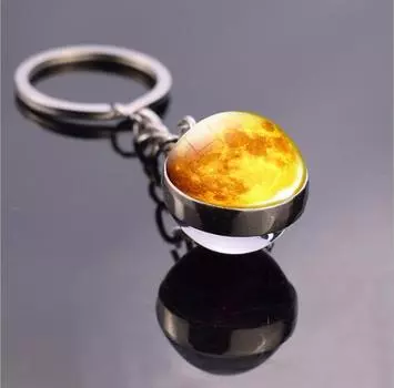 Брелок для ключей с планетой Солнечной системы, Галактика, Туманность, Космический брелок, Луна, Земля, Солнце, Марс, художественная картина, двухсторонний стеклянный шар, брелок