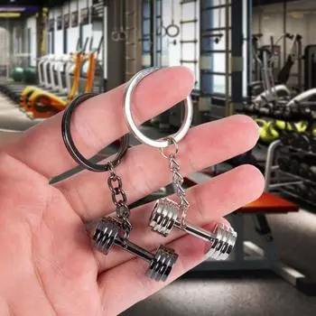 Брелок для ключей с пластинами для штанги в спортзале, мини-серия фитнес-подвесок для мужчин и женщин Style 1 серебряный
