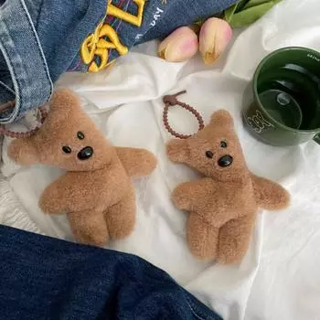 Брелок для ключей с плюшевым мишкой из мультфильма, сумка, подвески, брелок для ключей, подвеска, мягкие украшения