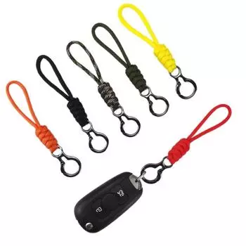 Брелок для ключей с подвеской на сумке, зонтом, веревкой, плетеный брелок с защитой от потери, брелок из паракорда для автомобиля yellow