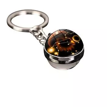 Брелок для ключей с подвеской в виде сумки с 12 знаками зодиака, светящийся в темноте, с драгоценными камнями, двухсторонний стеклянный шар One Size