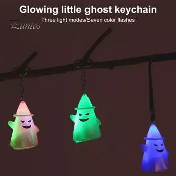 Брелок для ключей с привидением на Хэллоуин со светящимся брелоком-призраком, цветное ожерелье с подсветкой, аксессуары для привидения на Хэллоуин B