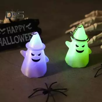 Брелок для ключей с привидением на Хэллоуин со светящимся брелоком-призраком, цветное ожерелье с подсветкой, аксессуары для привидения на Хэллоуин B