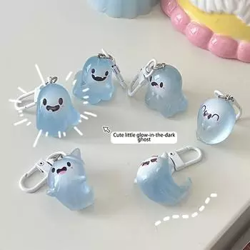 Брелок для ключей с привидением на Хэллоуин, мультяшная желейная кукла, кулон для телефона, чехол для наушников, подвеска, сумка, декор, автомобильный брелок