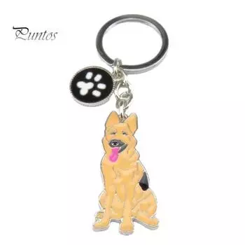 Брелок для ключей с собакой, подвеска в виде щенка из нержавеющей стали, полированная кольцевая цепочка из нержавеющей стали, школьная сумка, украшение на плечо, подвеска, держатель для ключей, органайзер для ключей D