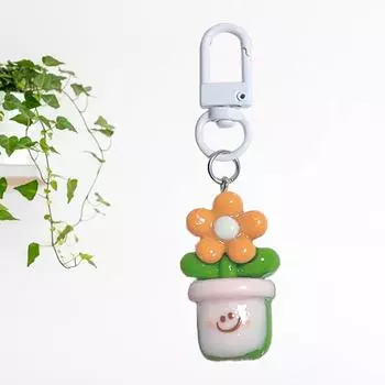 Брелок для ключей с сочными растениями в горшках, мультяшный кактус, цветочный горшок, подвеска, брелок для ключей от автомобиля, подвески на рюкзак, аксессуары для декора сумки