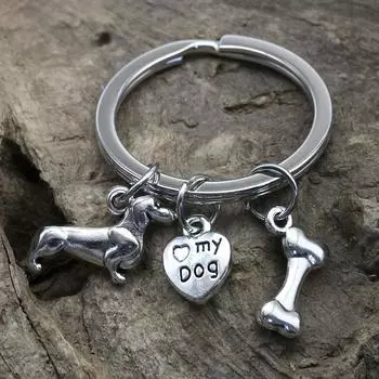 Брелок для ключей с таксой и собакой, милое животное, металлический брелок для ключей, кошелек, сумка, рюкзак, брелок для ключей от машины, подвеска для женщин, собак, мам, Рождественский подарок