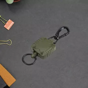 Брелок для ключей с выдвижной конструкцией и стальным шнуром для использования на открытом воздухе зелёный