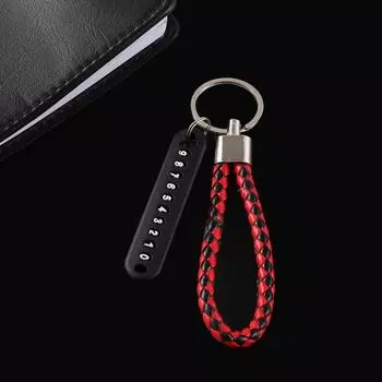 Брелок для ключей с замком, кожаный плетеный автомобильный кулон, анти-потерянный брелок с номером телефона, автомобильный брелок black-1