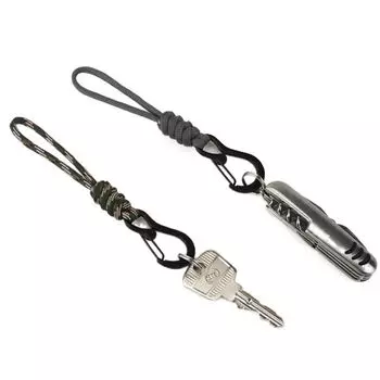 Брелок для ключей с защитой от потери, плетеный, высокопрочный парашютный шнур, карабин, брелок для скалолазания black-long