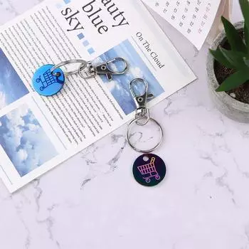 Брелок для ключей с жетонами для переносных тележек, чип-решатель, 23 мм, один евро, европейский металлический держатель для монет для тележки для покупок синий