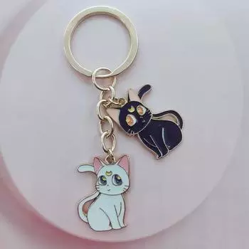 Брелок для ключей Sailor Moon Sweet Cat Girl Car Metal Key Chain Creative Cartoon Cute Couple Gift Bag Подвеска для женщин Металлический брелок для ключей Charm Key Ring