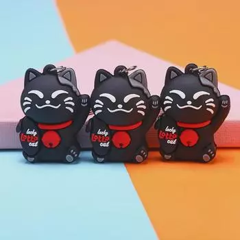 Брелок для ключей «Счастливый кот» из ПВХ-эпоксидной смолы — симпатичное украшение для школьного ранца и детский подарок Single OPP Bag
