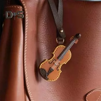 Брелок для ключей «Скрипка» из искусственной кожи, миниатюрный музыкальный инструмент, брелок-подвеска для музыкантов, любителей музыки, подарочный пакет, аксессуар A