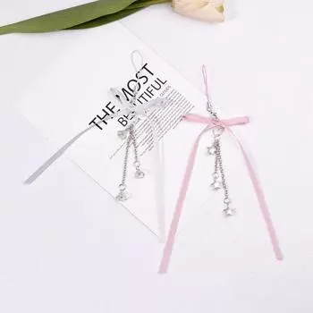 Брелок для ключей со стразами и бусинами в виде звезды Y2k, подвеска на сумку, универсальный жемчужный бант, работа white-style2