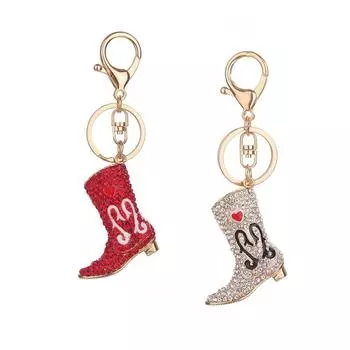 Брелок для ключей со стразами, кольцо в форме ботинка, брелок из сплава, украшение на сумку Silver